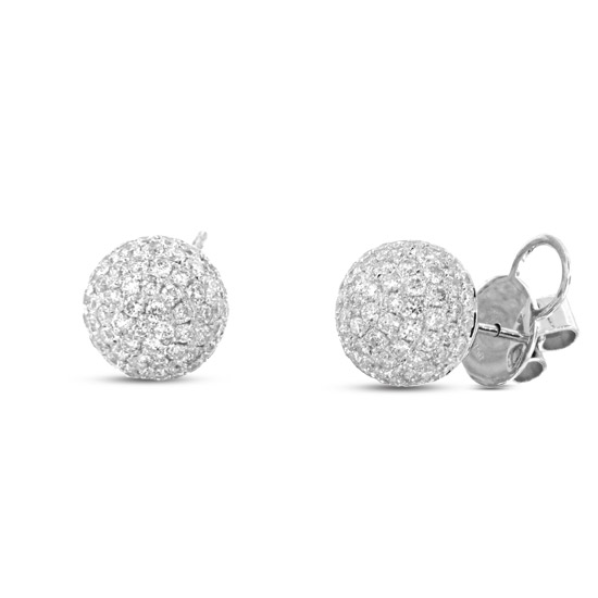 View 2.54cttw Diamond Ball Earrings in 18k White Gold