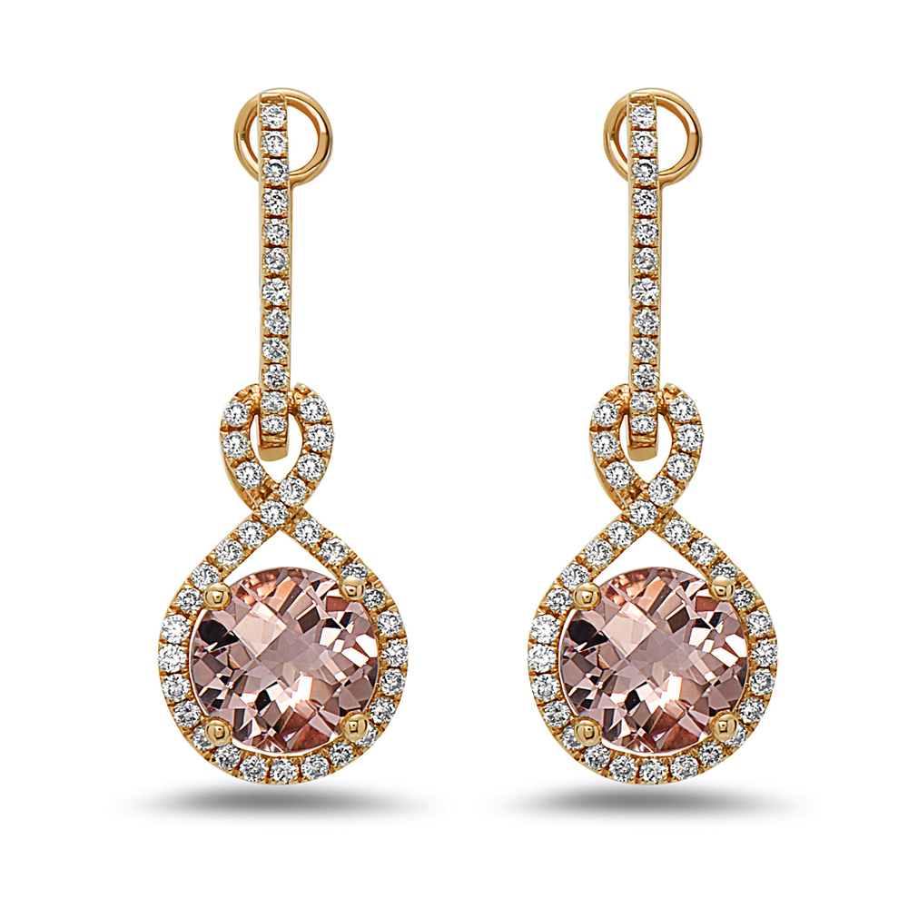 View 2.66cttw Morganite and Diamond Earrings in 14k Rose Gold