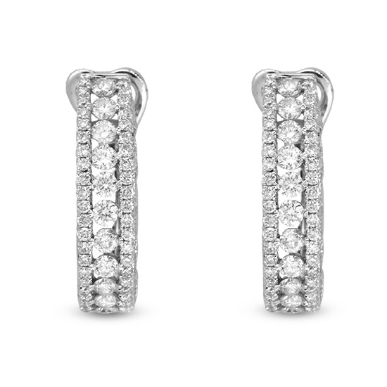 View 1.09cttw Diamond Hoop Earrings in 18k White Gold