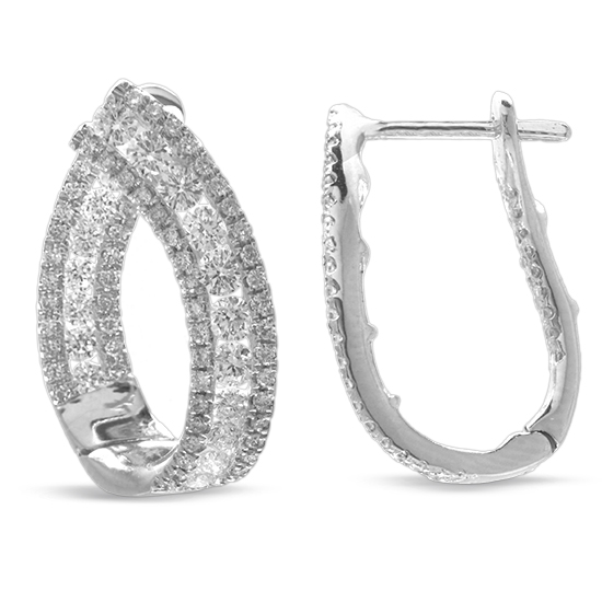 View 1.44cttw Diamond Curved Hoop Earring in 18k White Gold