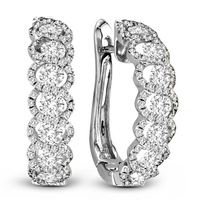 View 1.88cttw Diamond Fashion Hoop Earrings in 18k White Gold