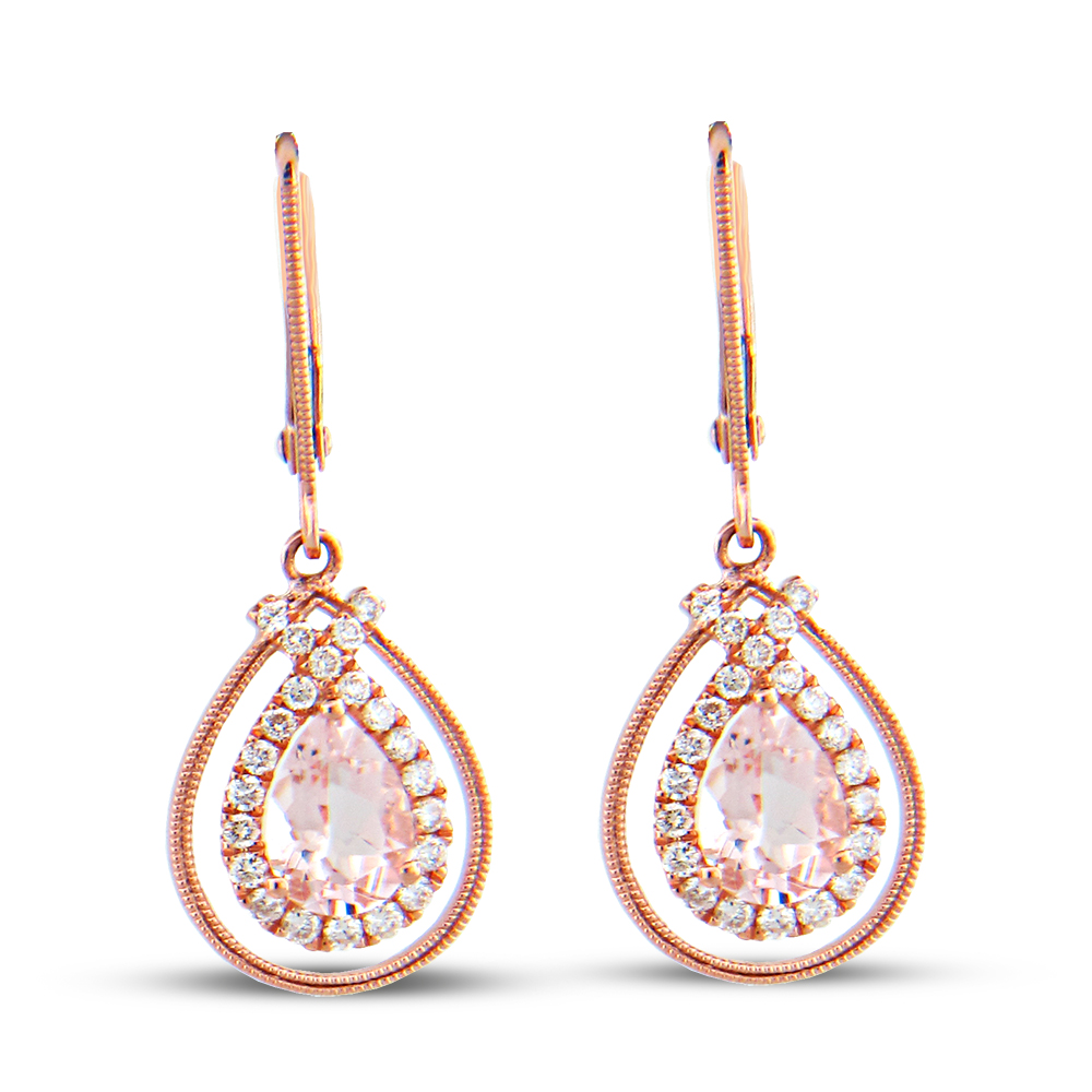 View 1.61cttw Morganite and Diamond Earrings in 14k Rose Gold