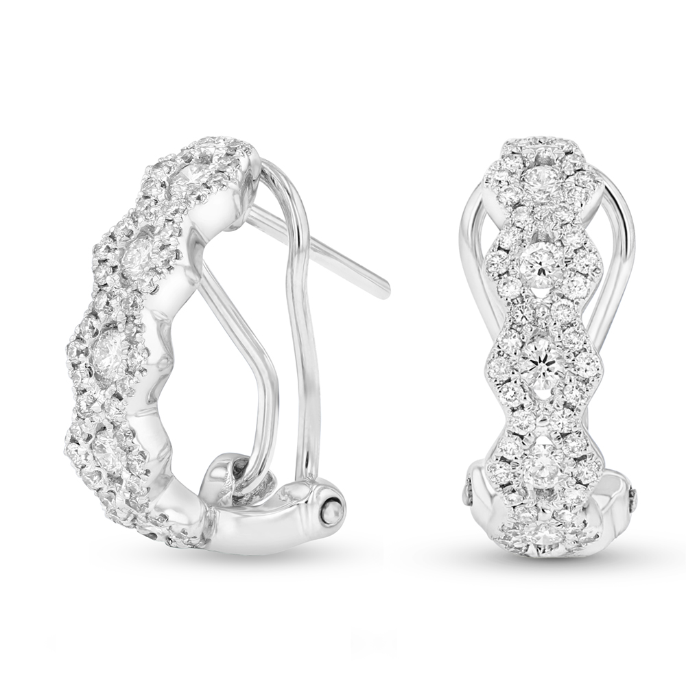 View 0.57ctw Diamond Fashion Hoop Earrings in 18k WG