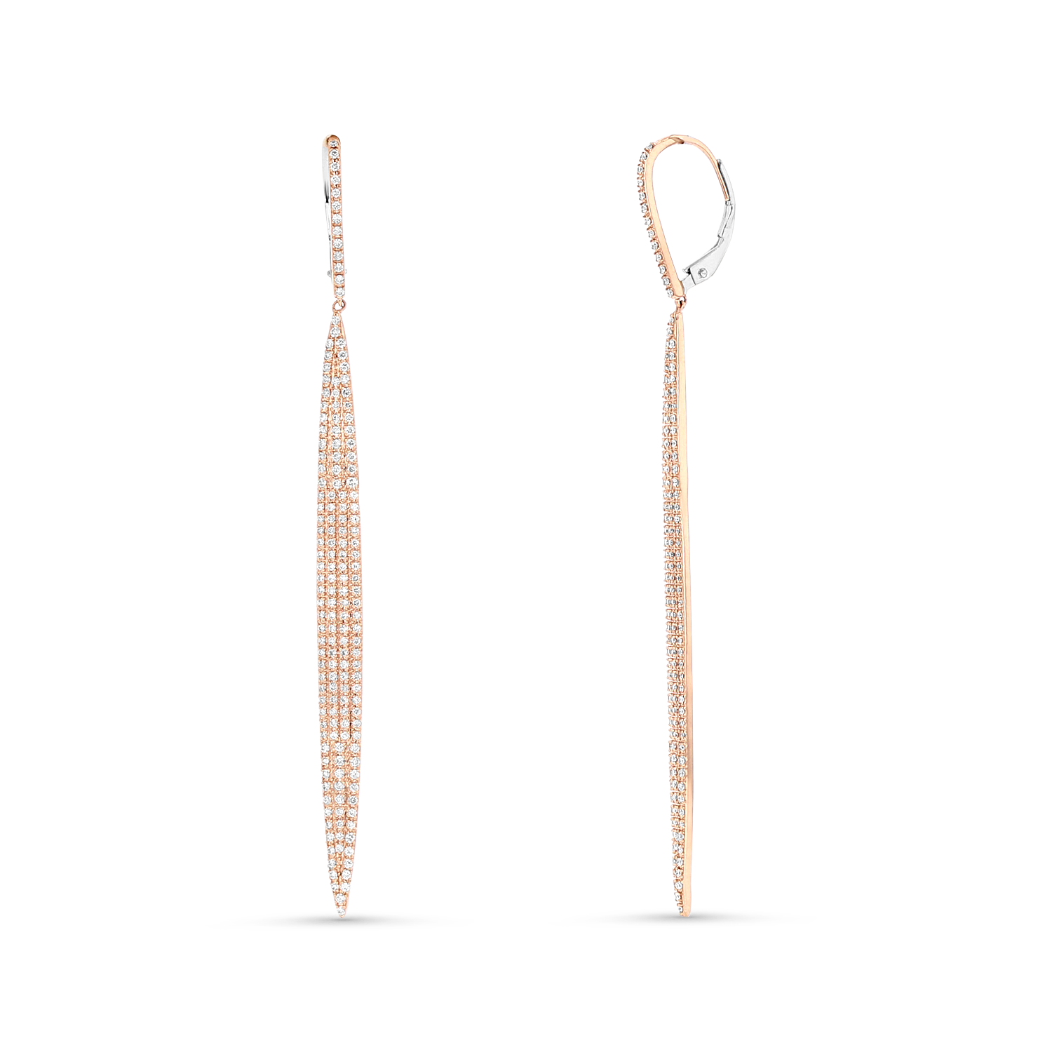 View 0.95ctw Diamond Fashon Dangling Earrings in 14k Rose Gold
