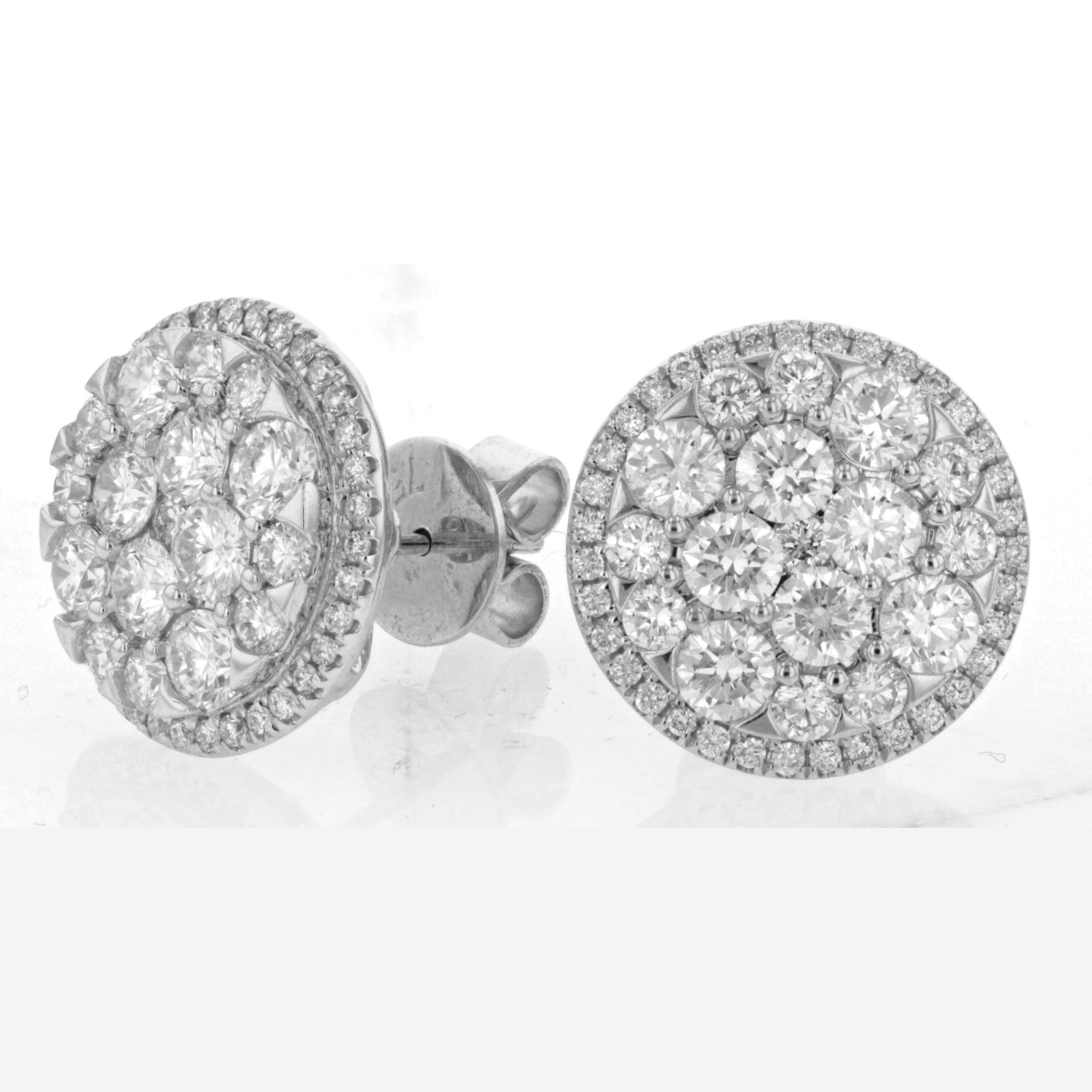 View 2.50ctw Diamond Cluster Studs in 18k White Gold