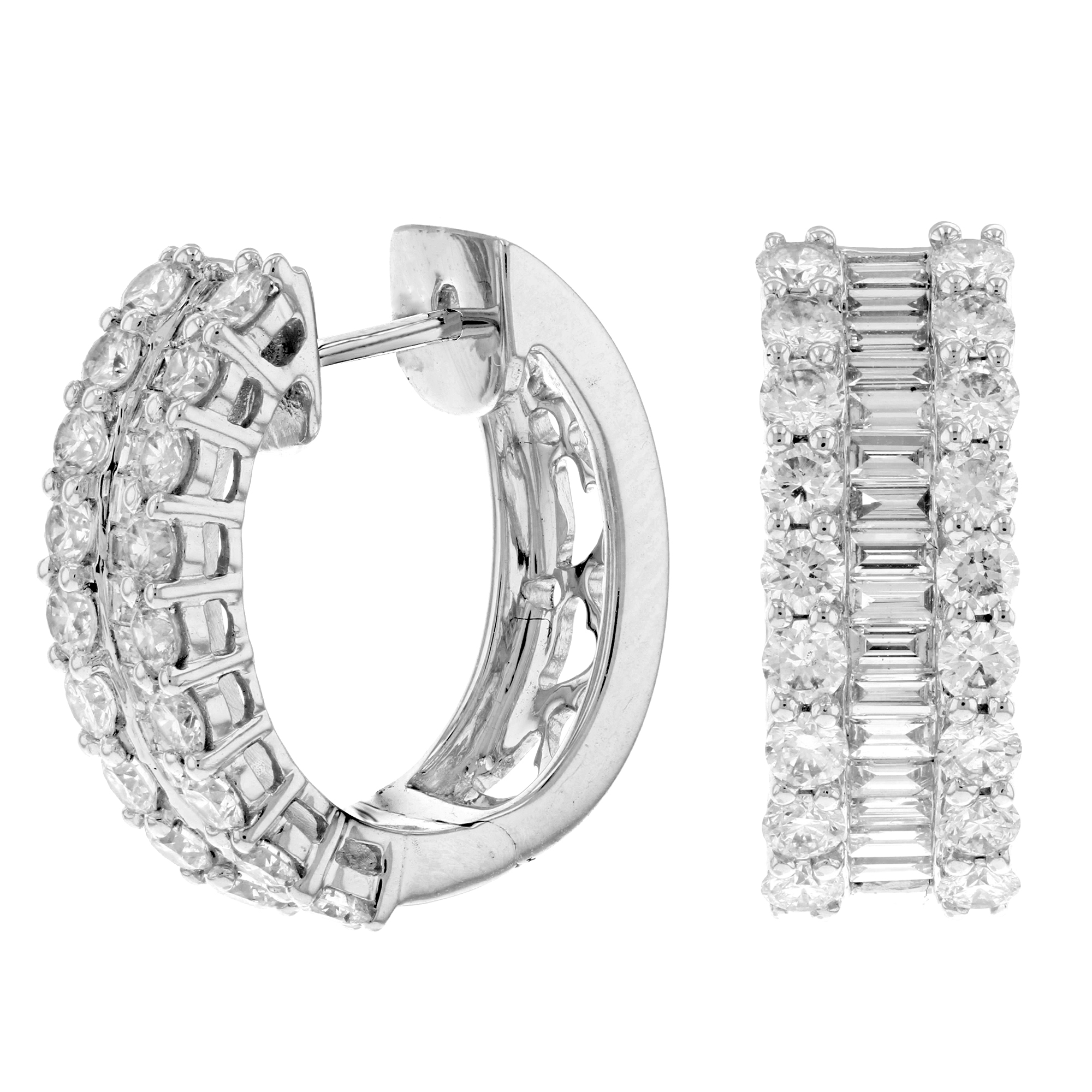 View 3.20ctw Diamond Hoop Earring in 18k White Gold