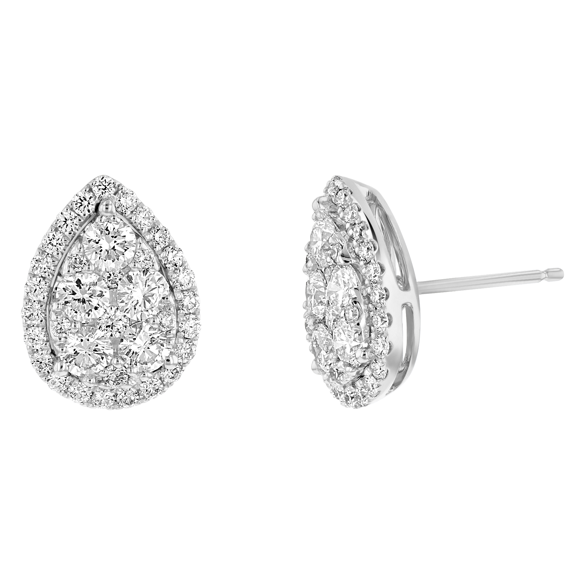 View 1.49ctw Diamond Pear Shaped Cluster Earring in 18k White Gold