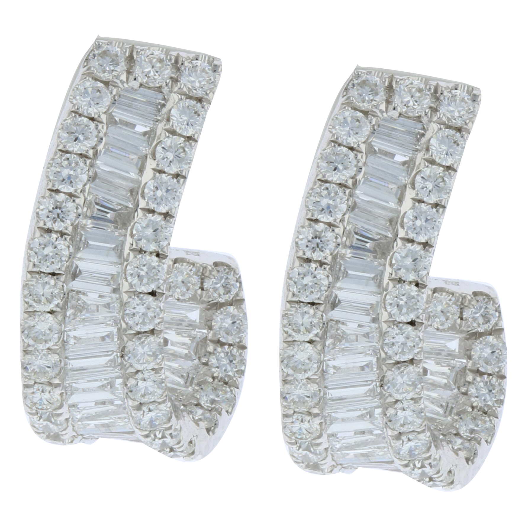 View 1.30ctw Diamond Half Hoop Earrings in 18k White Gold