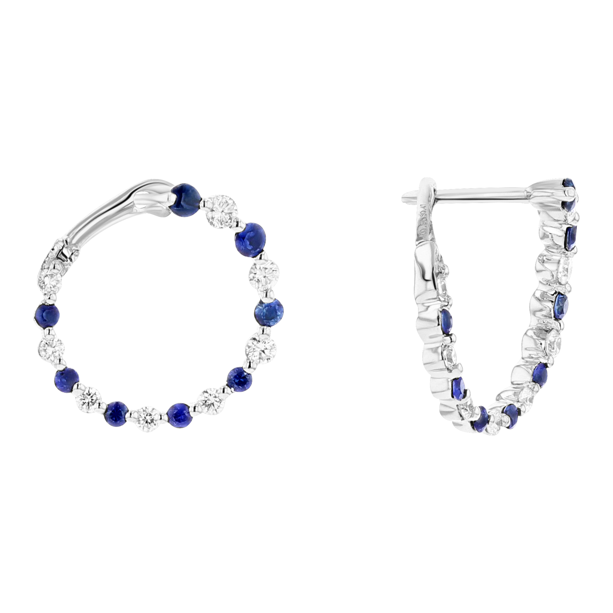 View 0.82ctw Diamond and Sapphire Fashion Earrings in 18k White Gold