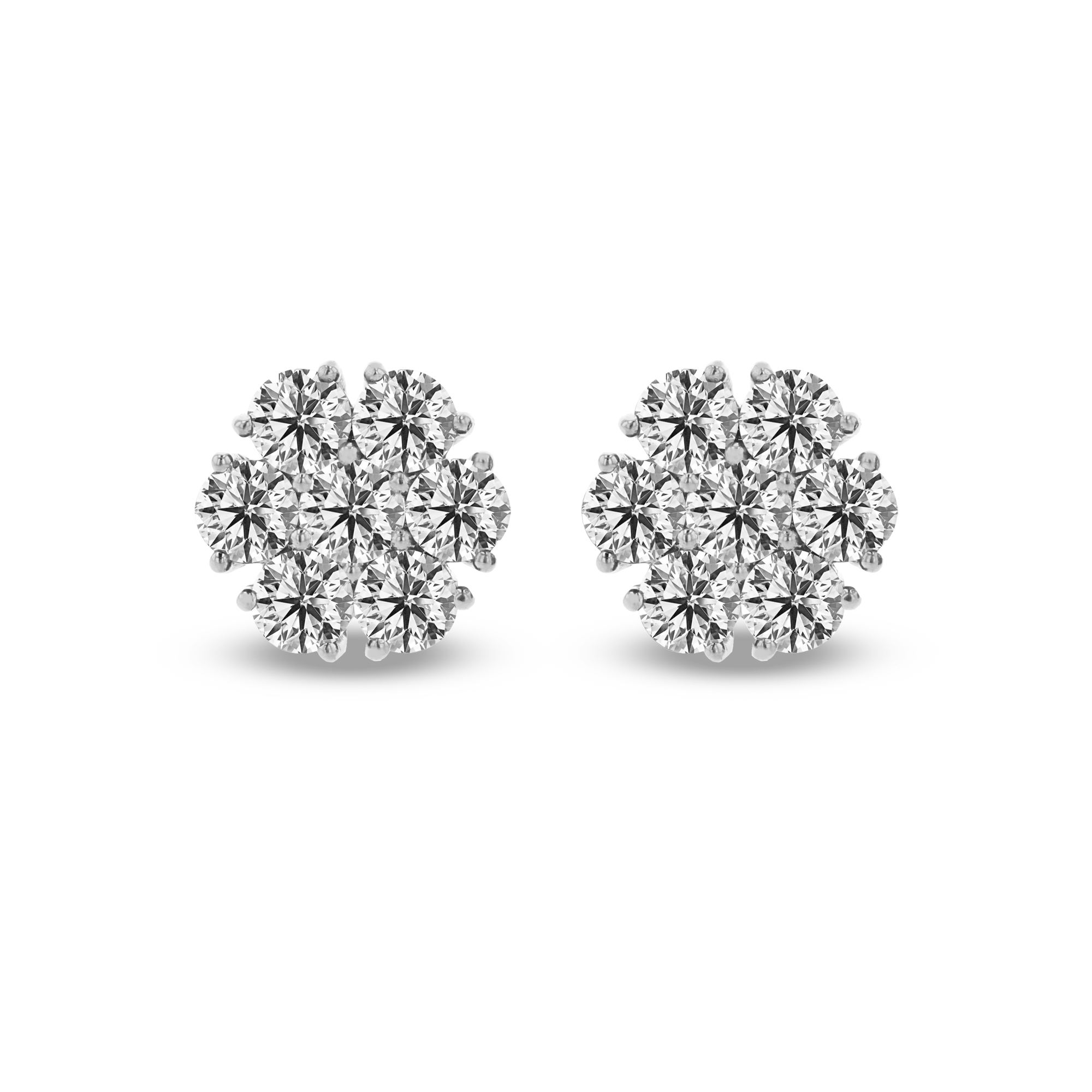 View 1.00ctw Lab Grown Diamond Cluster Earrings in 14k White Gold