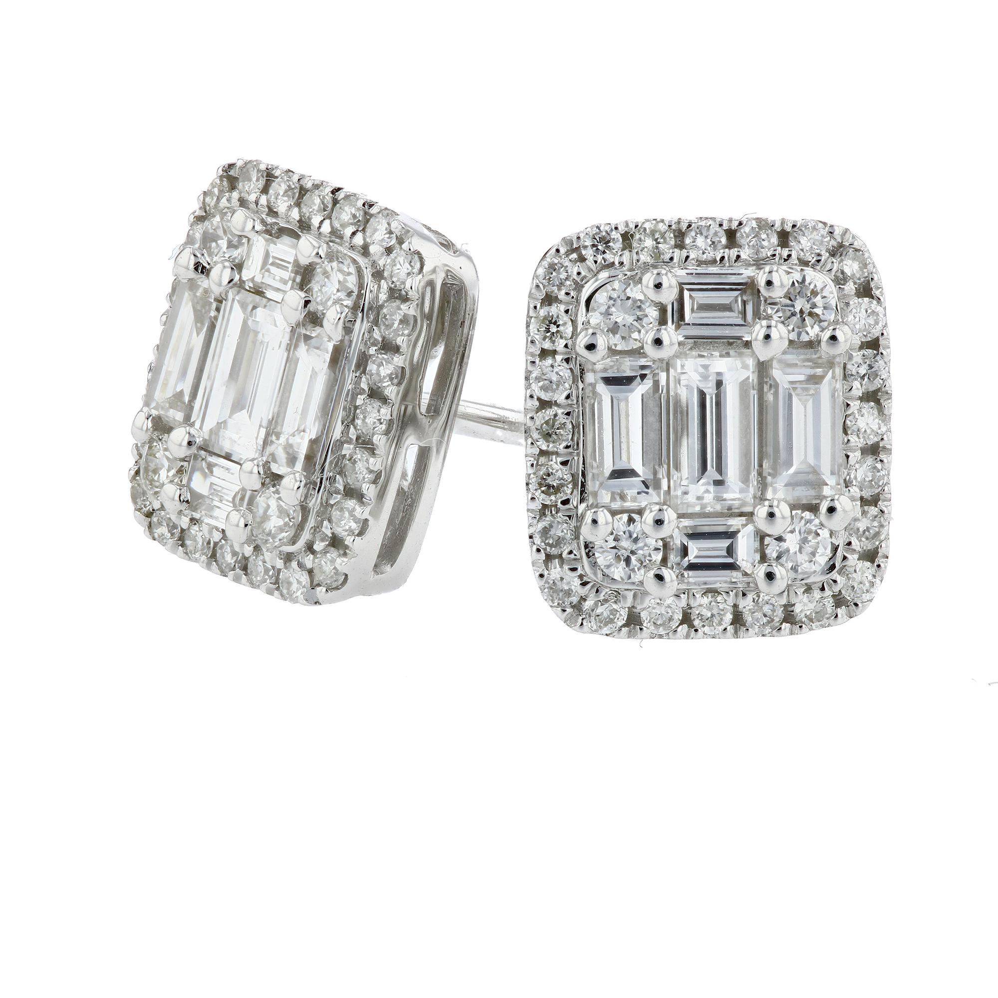 View 0.80ctw Diamond Cluster Earrings in 18k White Gold