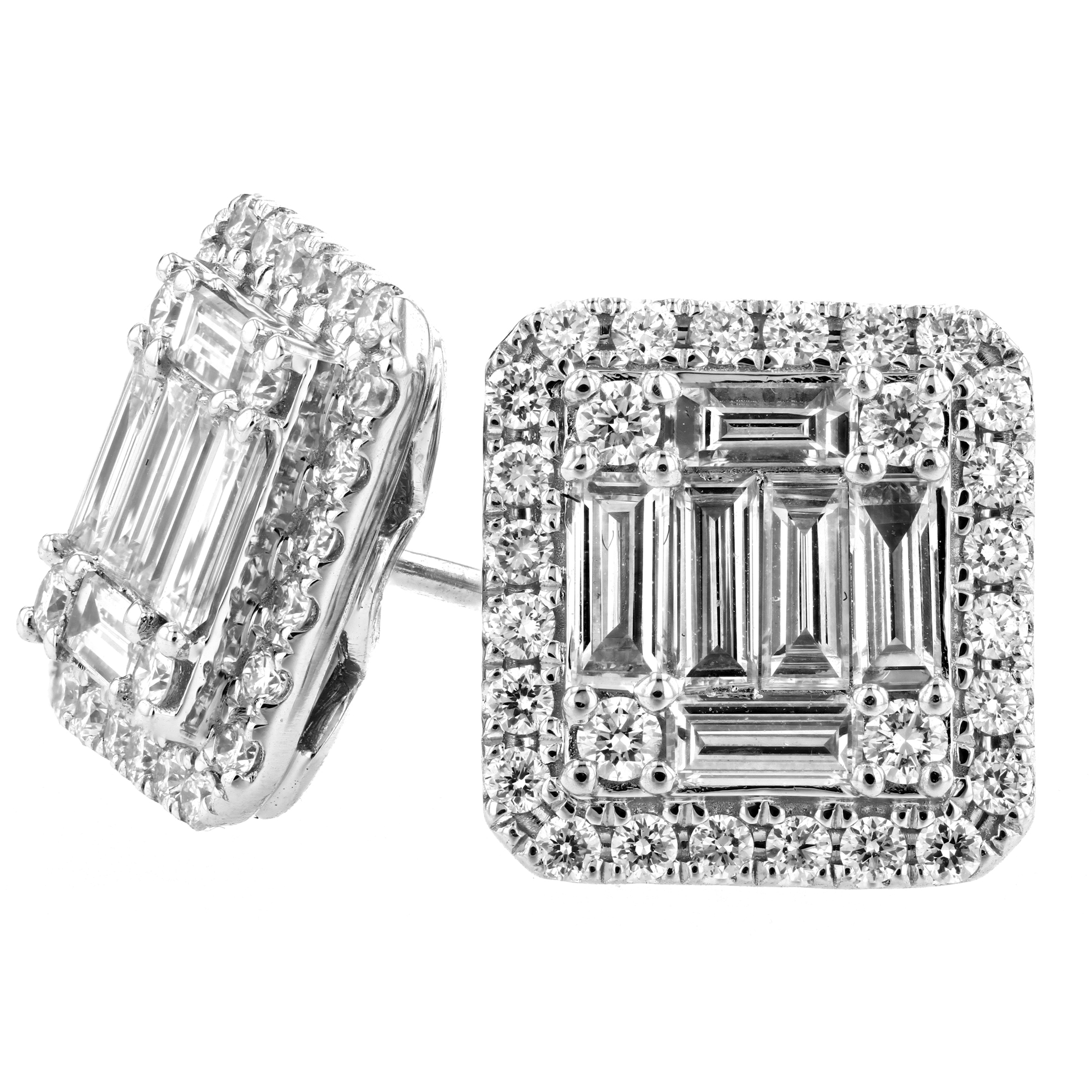 View 1.33ctw Diamond Cluster Earrings in 18k White Gold