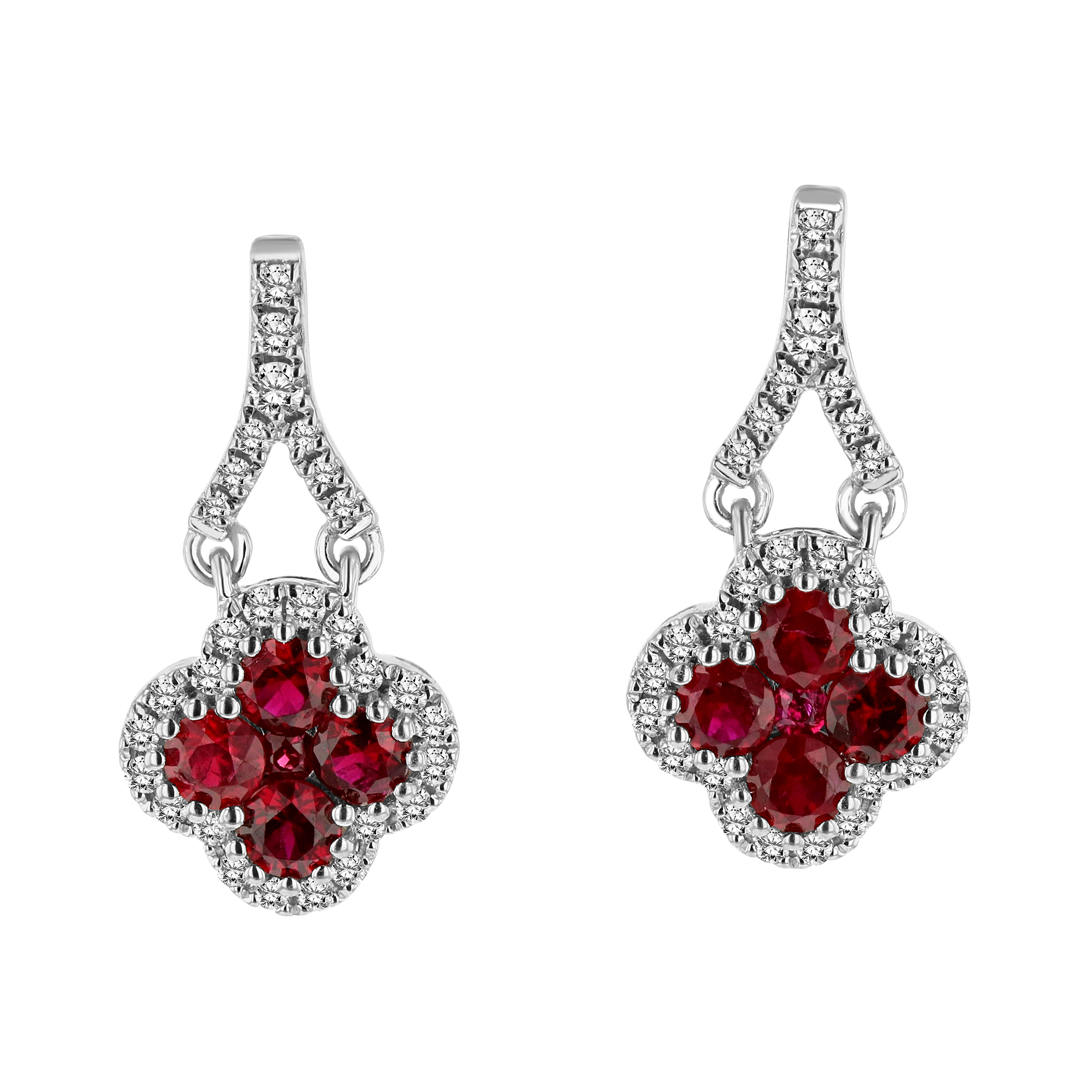 View 0.22ctw Diamond and Ruby Earrings in 18k White Gold