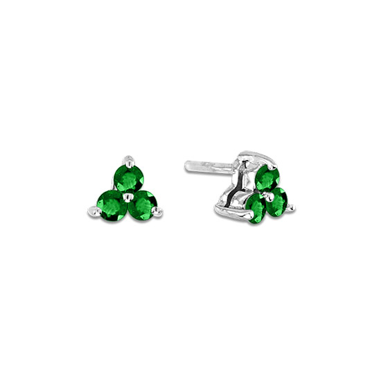 View 0.30cttw Emerald Three Stone Earrings in 14k Gold