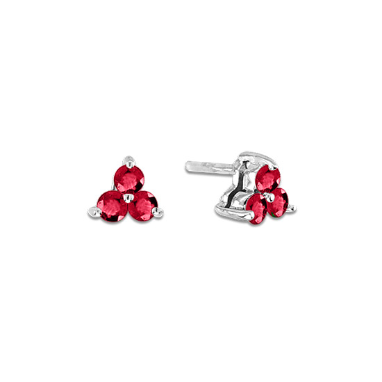 View 0.40cttw Natural Heated  Ruby Three Stone Earring in 14k Gold