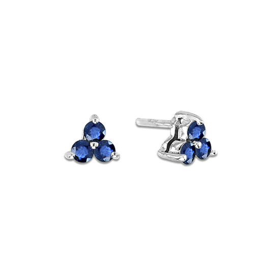 View 0.40cttw Sapphire Three Stone Earrings in 14k Gold 