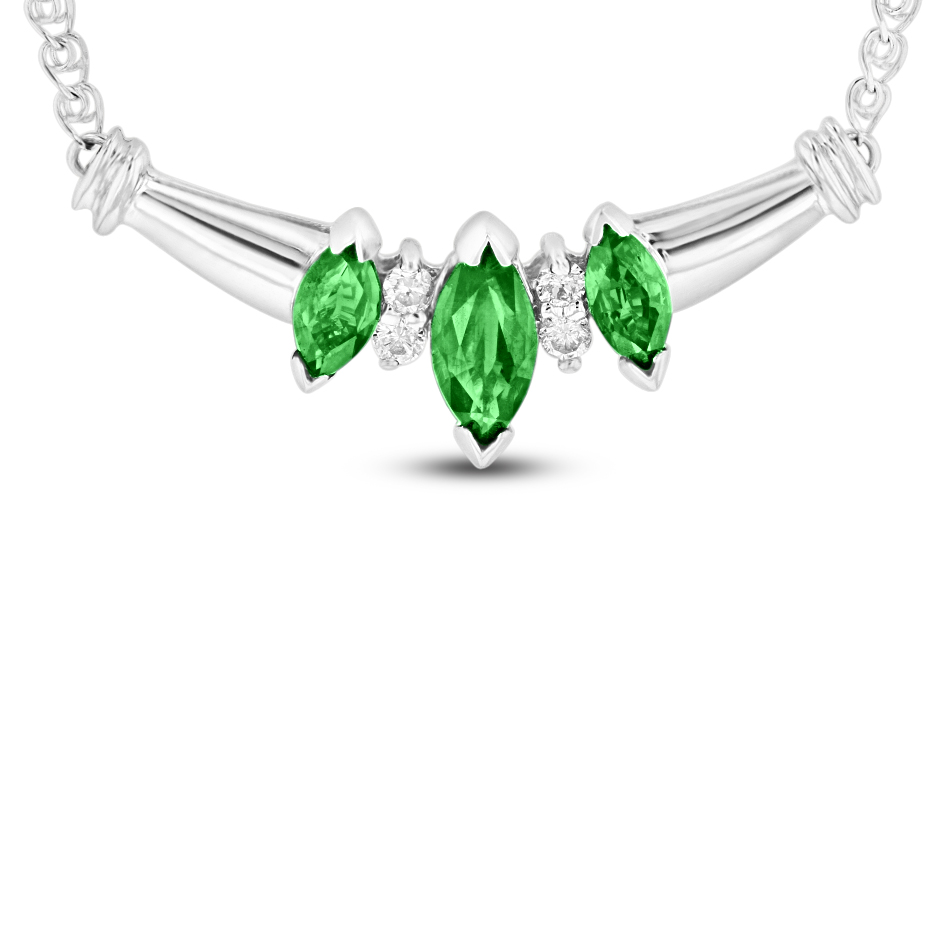 View 0.75 Emerald and Diamond Necklace in 14k white gold