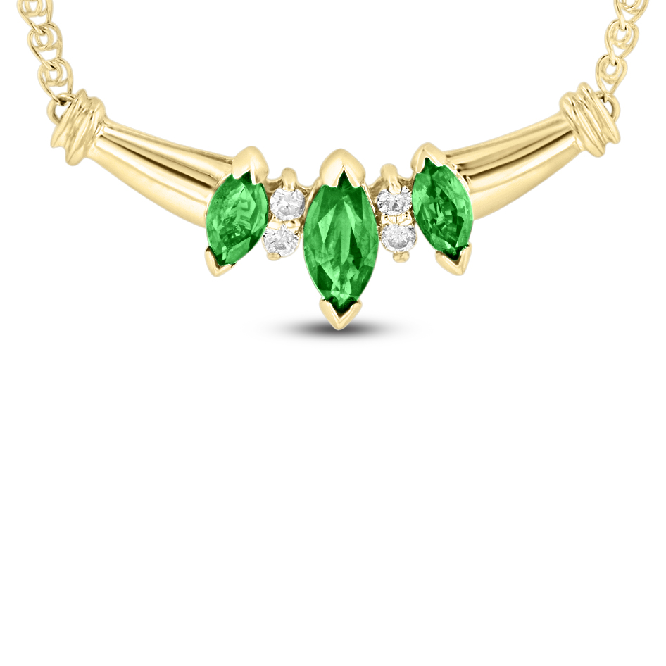 View 0.75 Emerald and Diamond Necklace in 14k Yellow gold