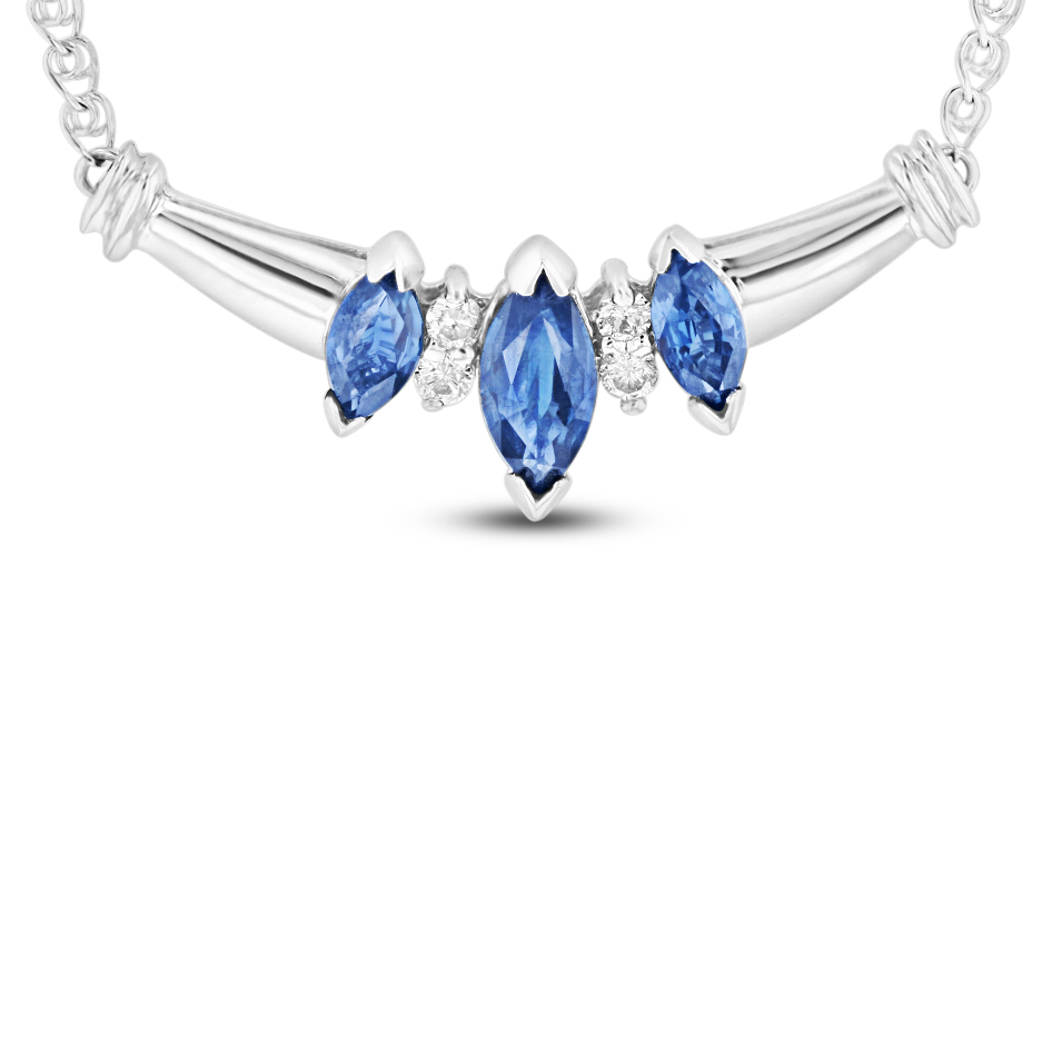 View 0.75 Sapphire and Diamond Necklace in 14k white gold