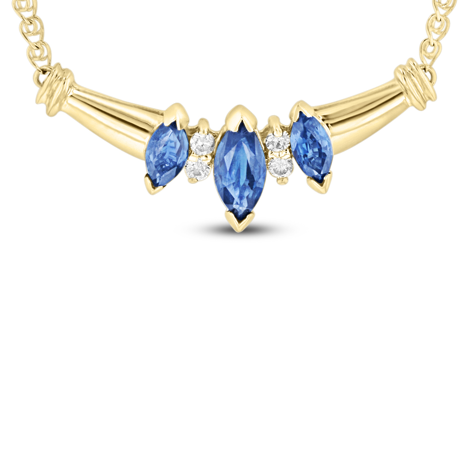 View 0.75 Sapphire and Diamond Necklace in 14k Yellow gold