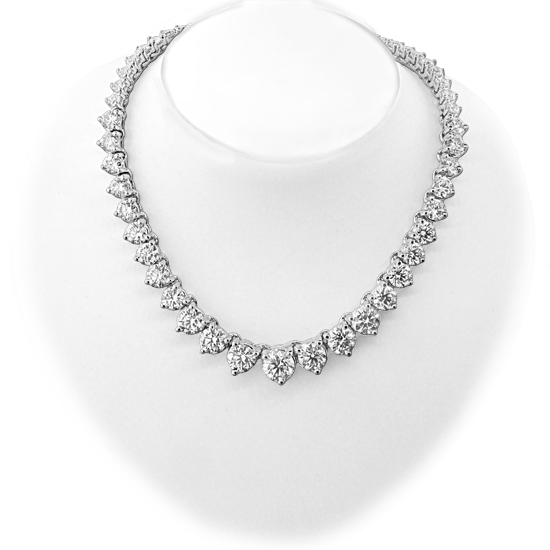 View 15.00ct tw 14K White Gold 16 Inch Tennis Necklace H-I SI Graduated Diamonds 