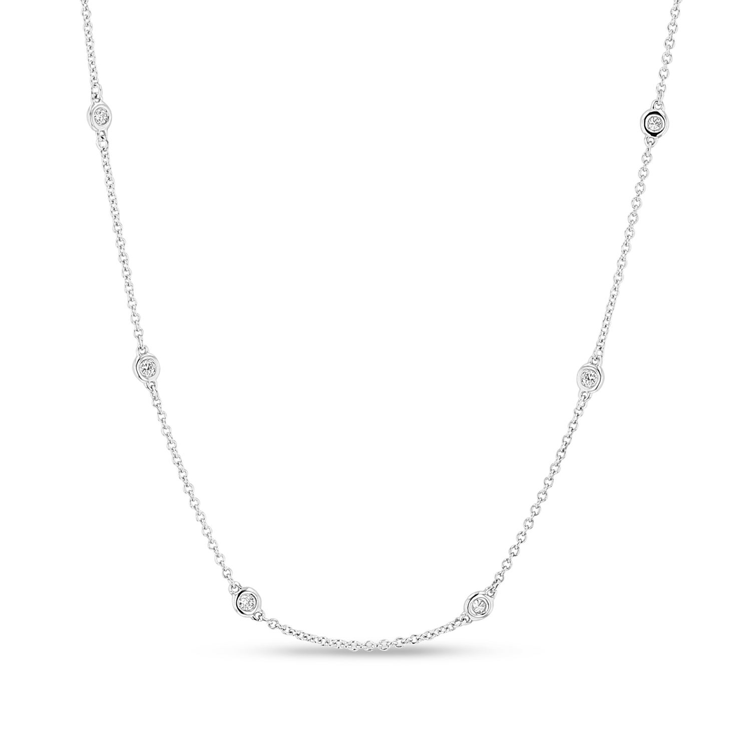 View 0.29ctw 18 inch Diamond By the Yard Necklace in 14k White Gold