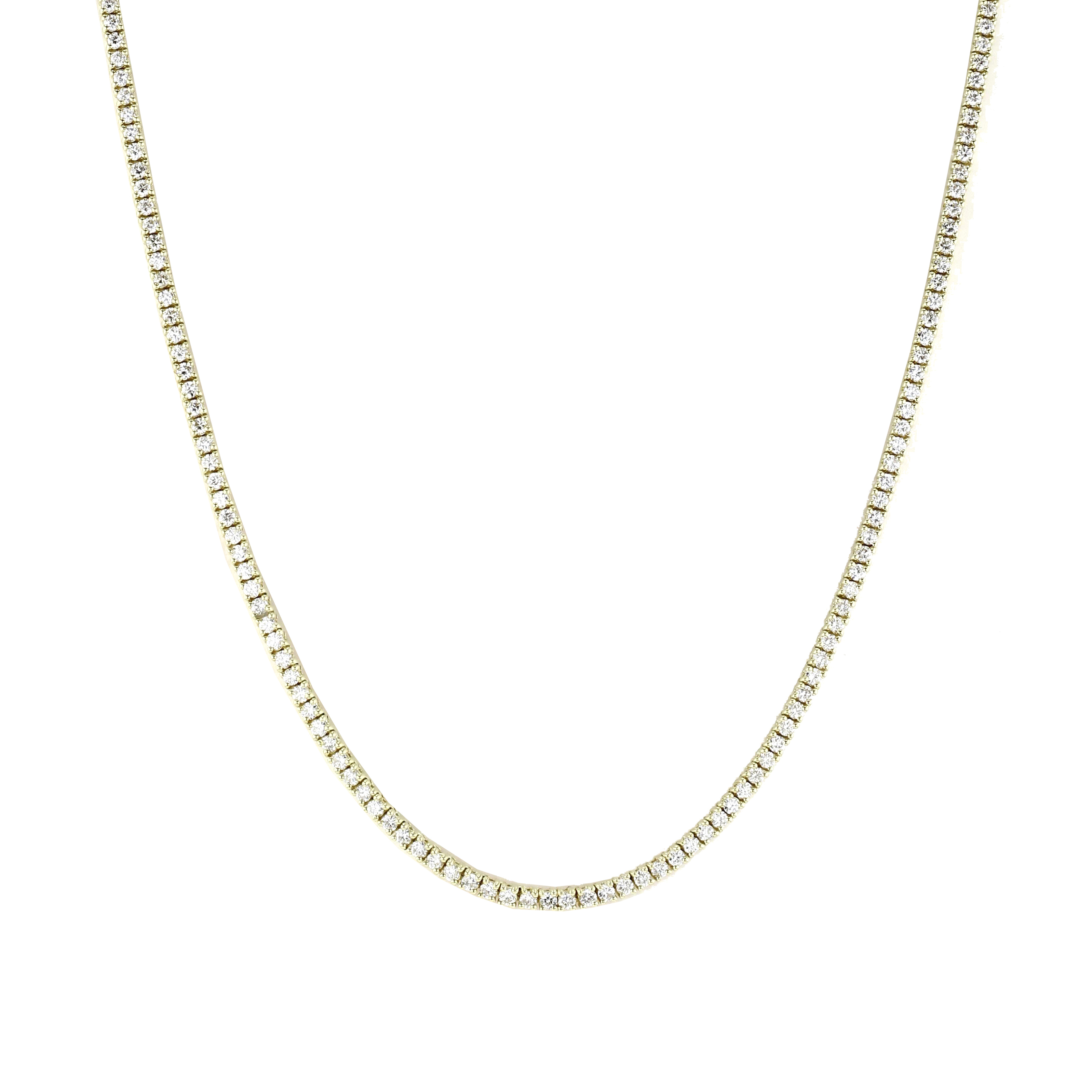 View 6.50ctw Diamond Straight Size Tennis Necklace in 14k Yellow Gold 18 Inches