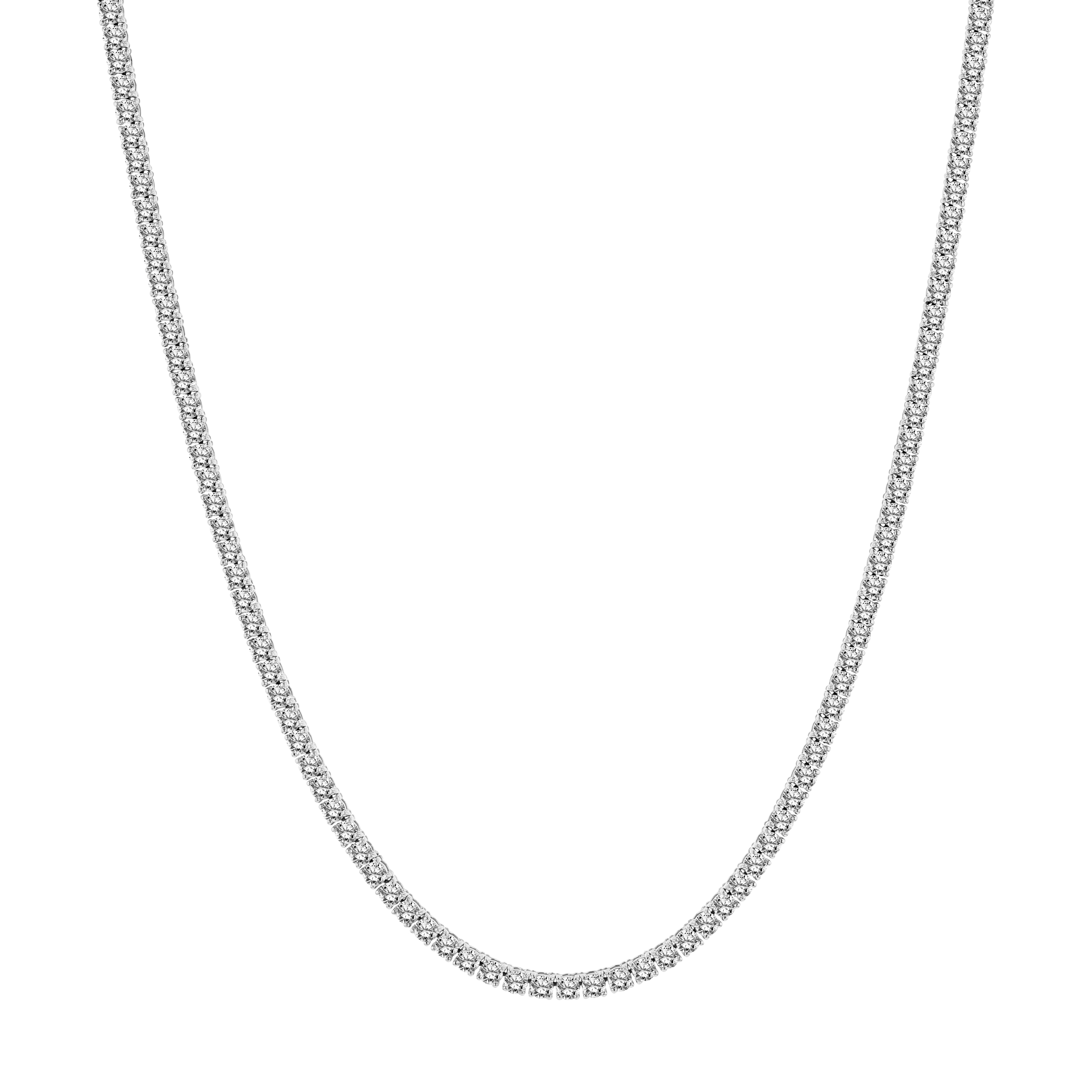 View 8.00ctw Diamond Straight Size Tennis Necklace in 14k White Gold