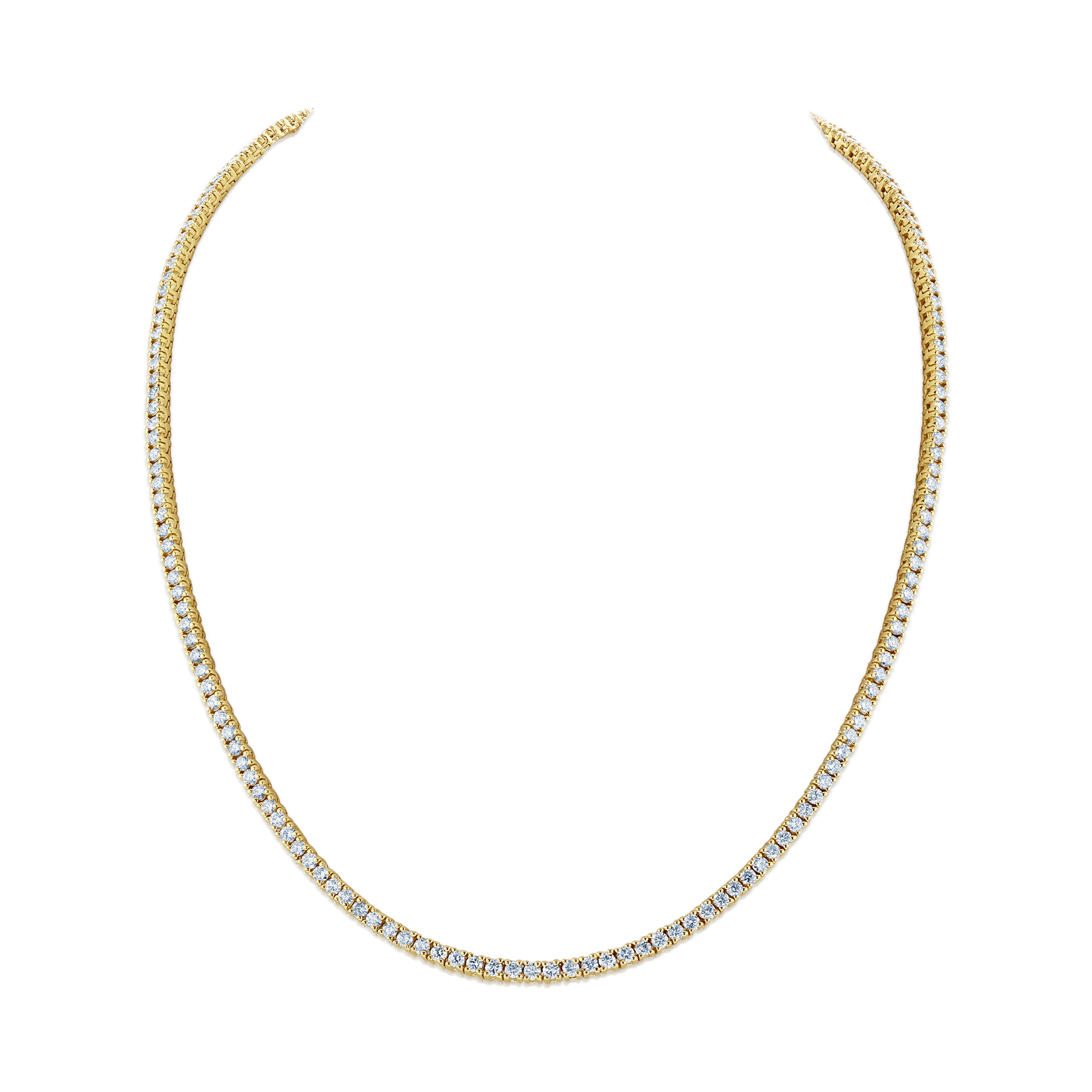 View 9.00ctw Diamond Straight Size Tennis Necklace in 14k Yellow Gold