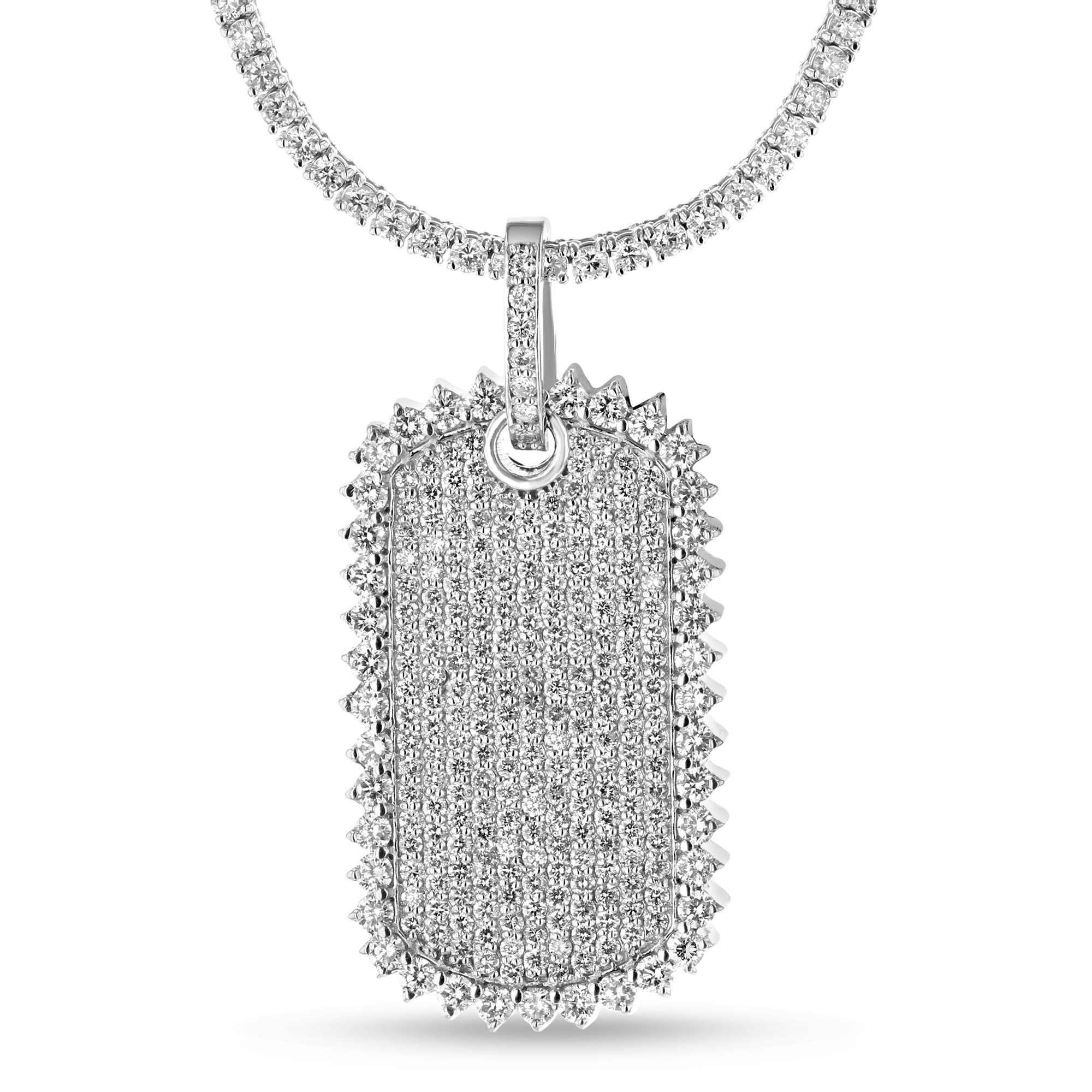 View 12.75ctw Diamond Dog Tag Necklace in 14k White Gold