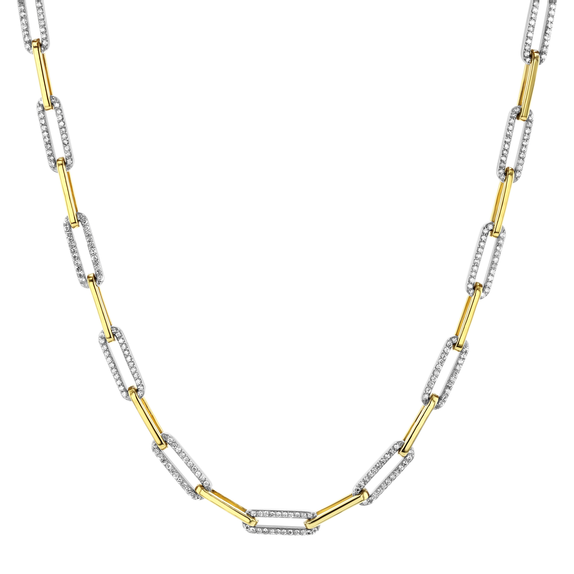 View 3.00ctw Diamond Paperclip Necklace in 14k Two ToneGold