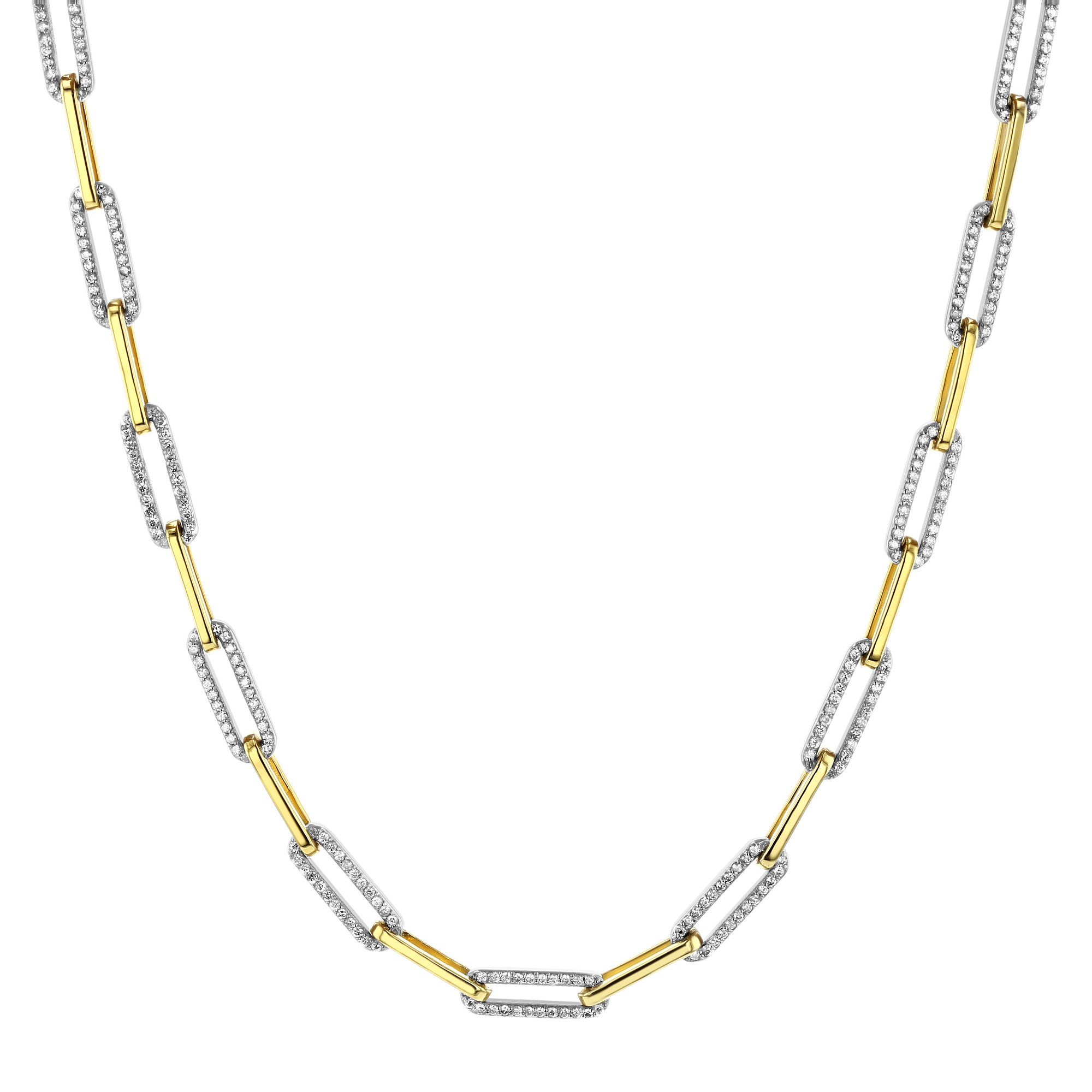 View 3.00ctw Diamond Paperclip Necklace in 14k Two ToneGold