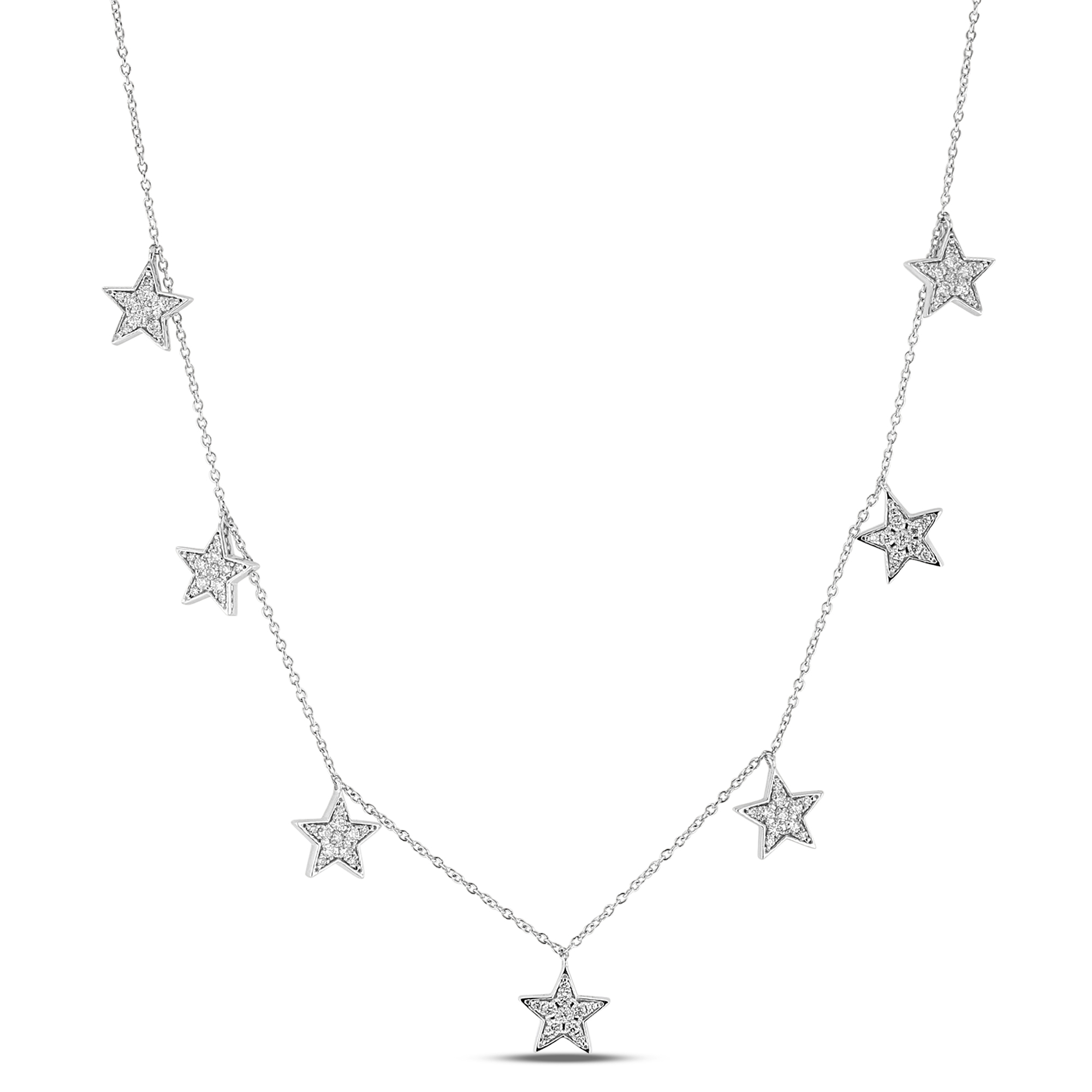 View 0.52ctw Diamond Star Necklace in 14k White Gold