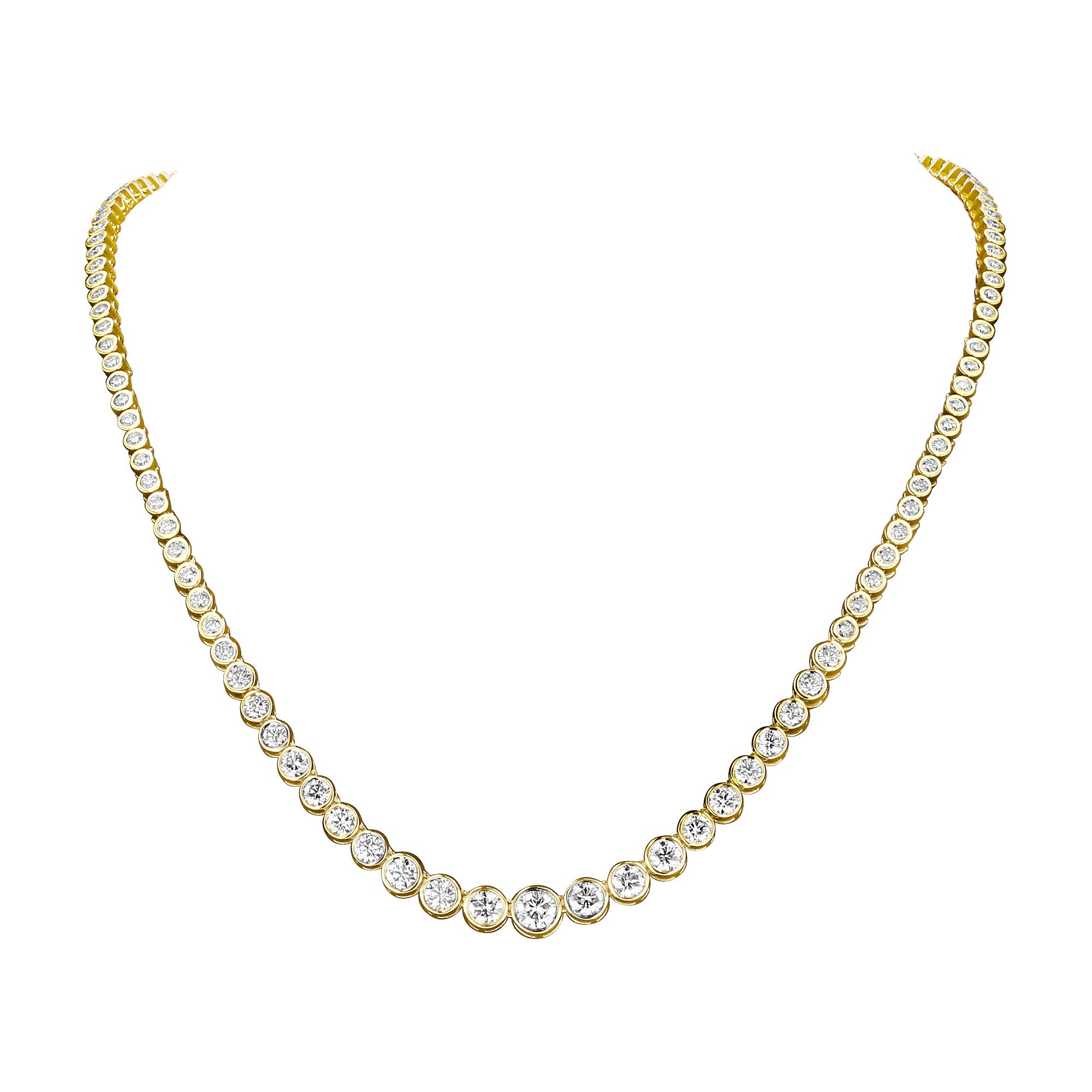 5.00ctw Graduated Bezel Set Tennis Necklace in 14k Gold