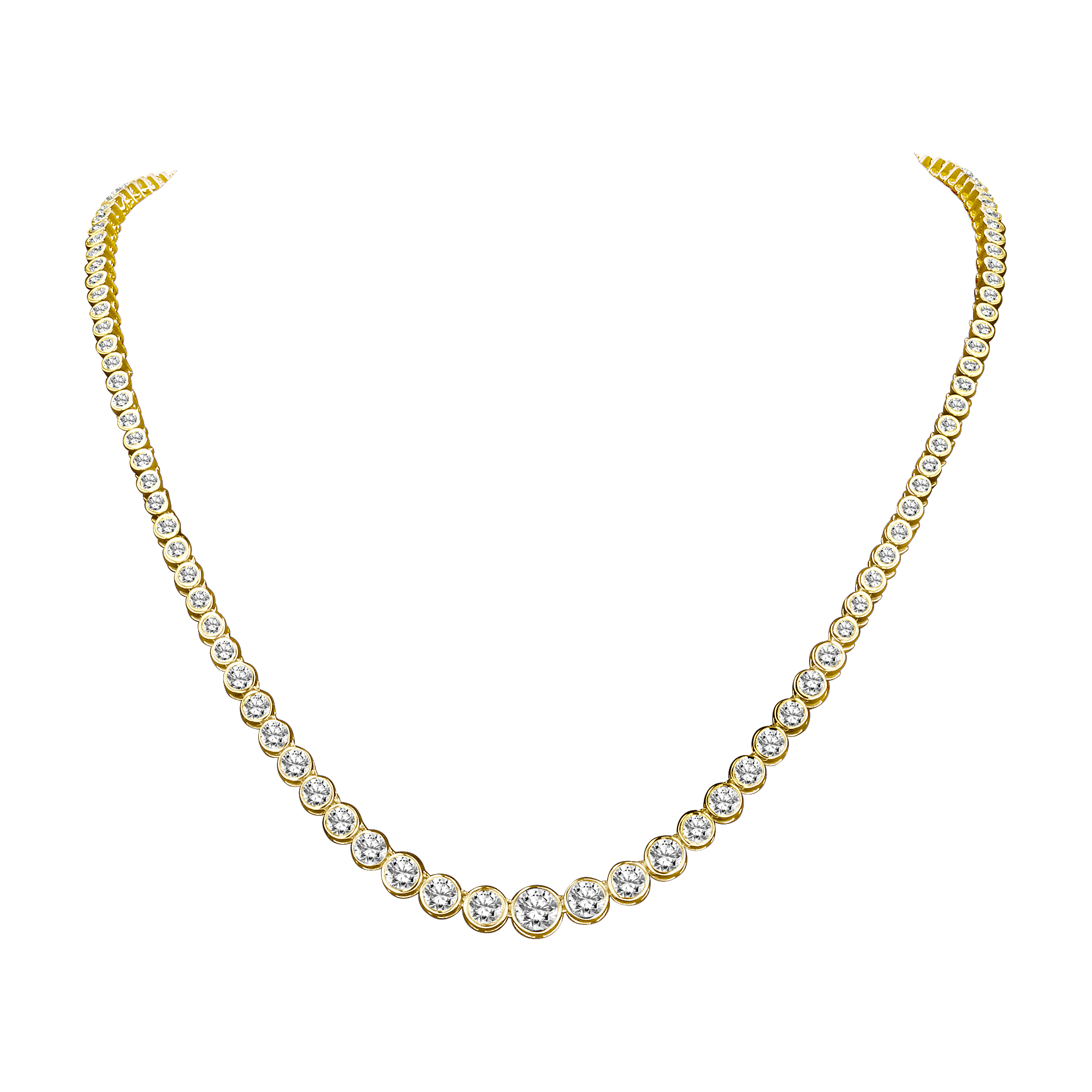 7.00ctw 17 inch Graduated Diamond Bezel Set Tennis Necklace in 14k Yellow Gold