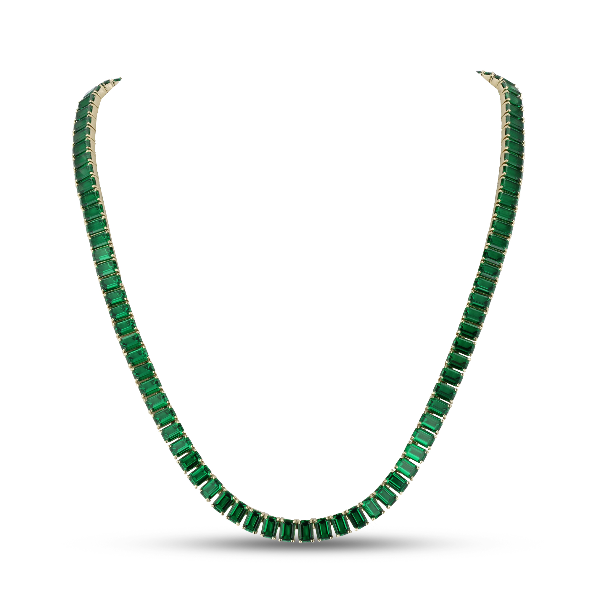 View 46.83ctw Emerald Cut Mano Crystal Necklace in 14k Yellow Gold 