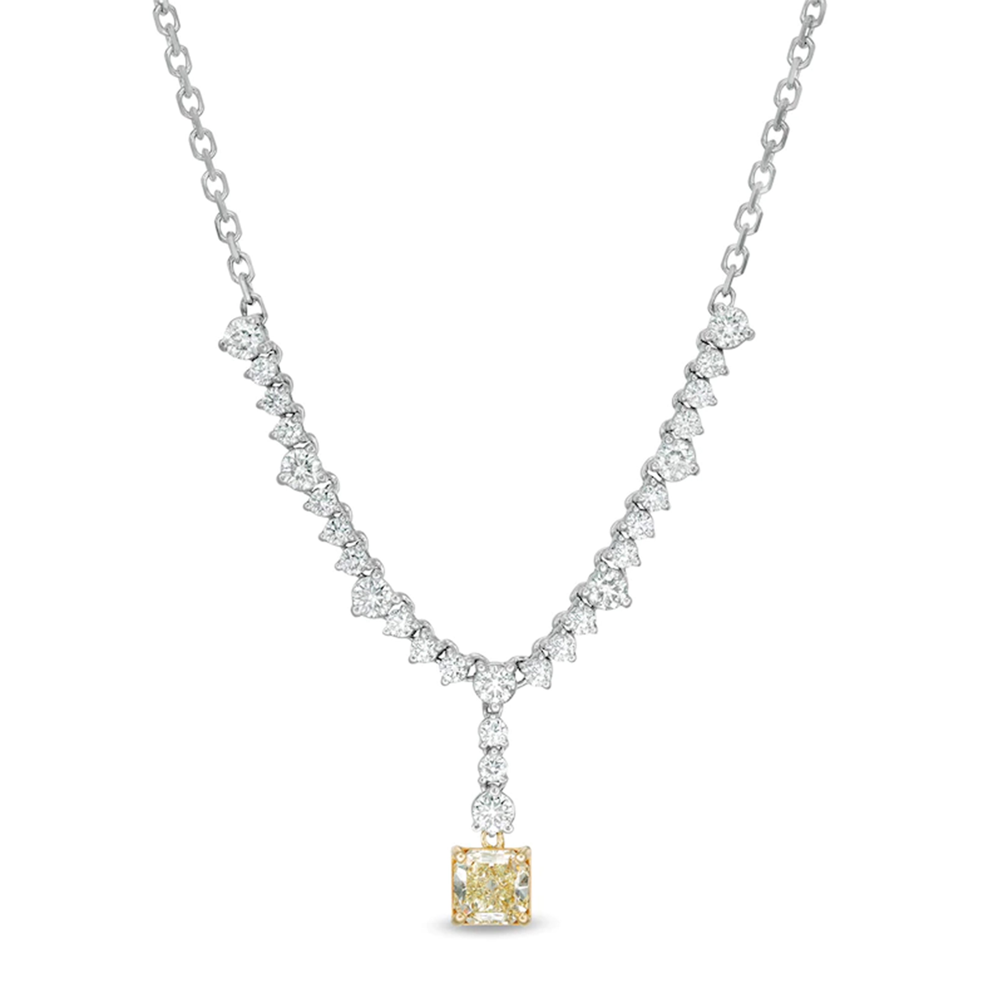 View 4.39ctw Fancy Yellow Diamond Necklace in 14k/18k Two Tone Gold