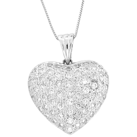 View 14K Gold Heart Shape Pendant with 1.00ct tw of Pave set Diamonds Chain Included