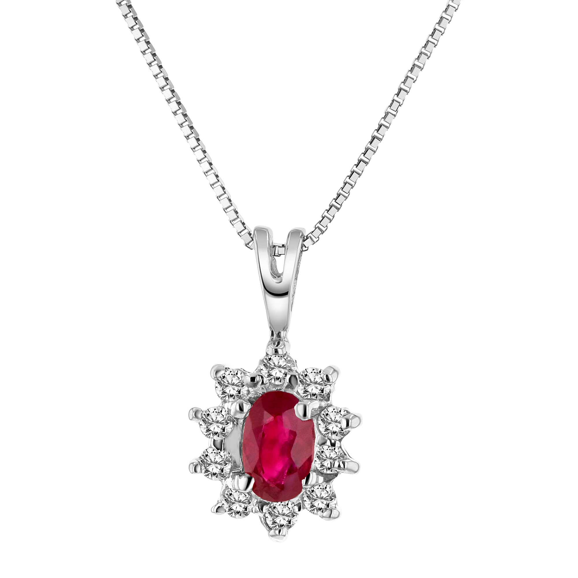 0.35cttw Diamond and Natural Heated Ruby Pendant in 14k Gold