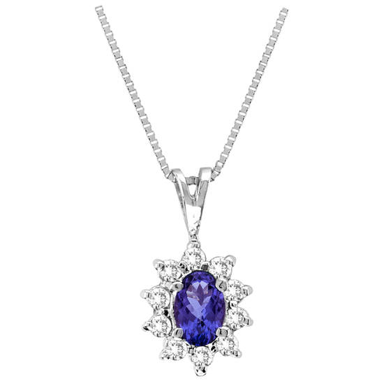 View 0.35cttw Tanzanite and Diamond Pendant set in 14k Gold