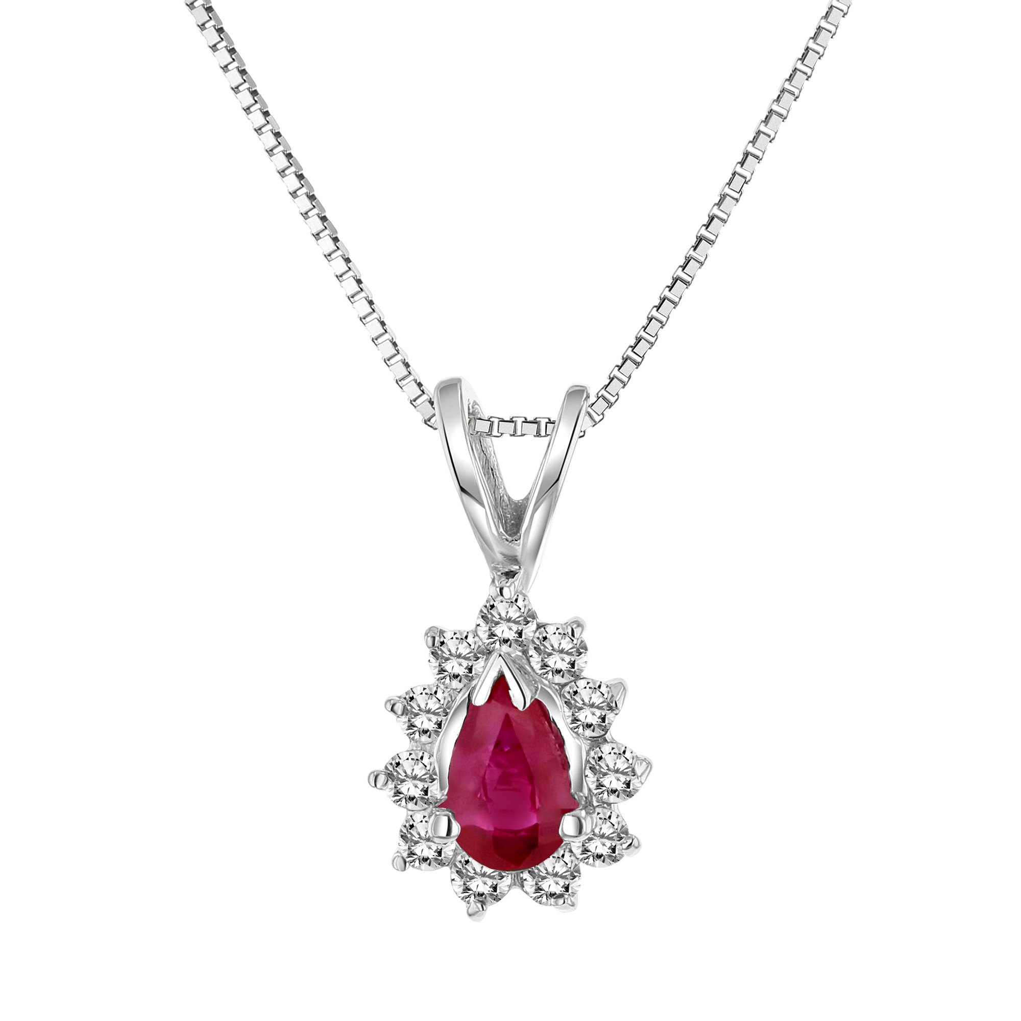 View 0.35cttw Diamond and Natural Heated Ruby Pendant in 14k Gold 