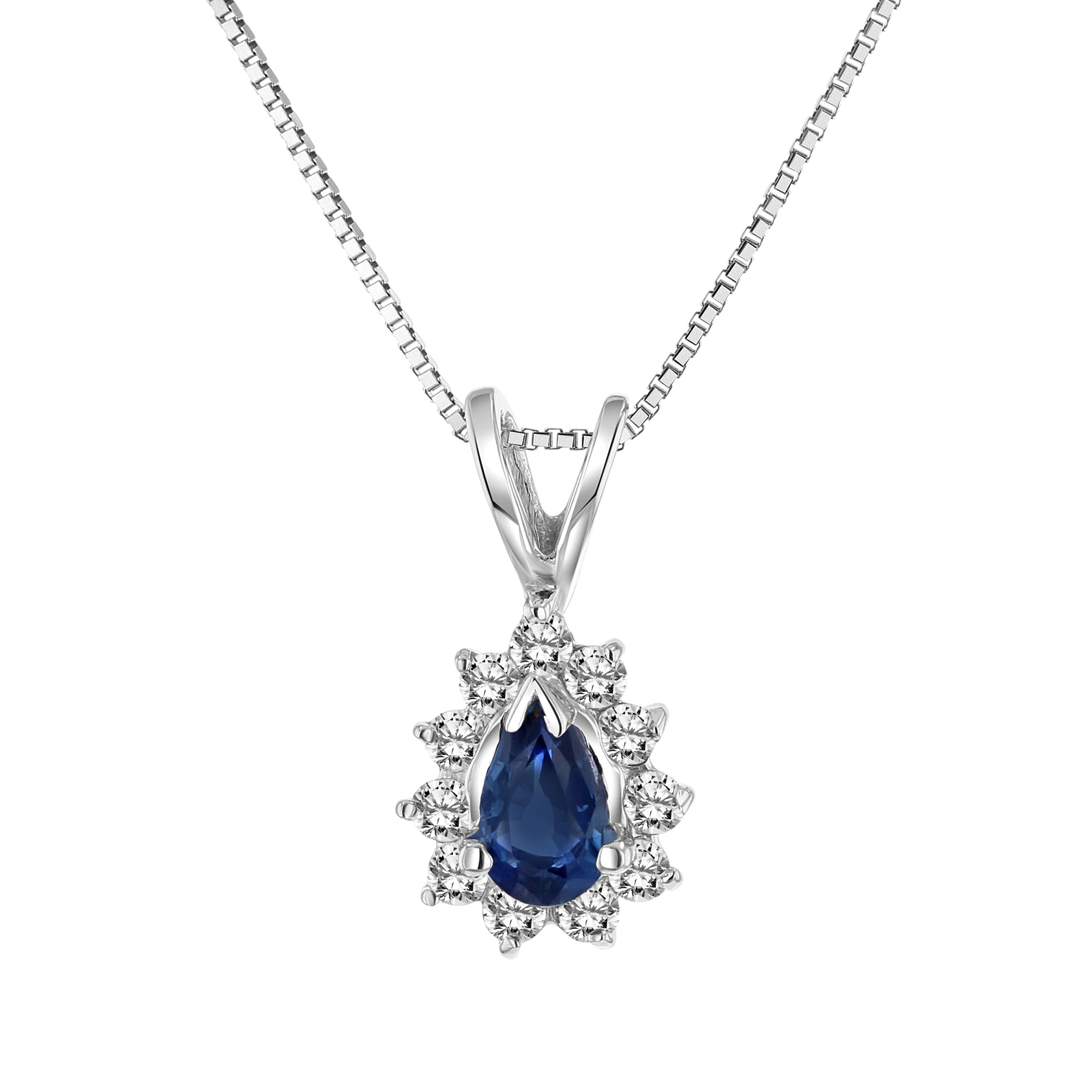 View 0.35cttw Diamond and Sapphire Pendant in 14k Gold