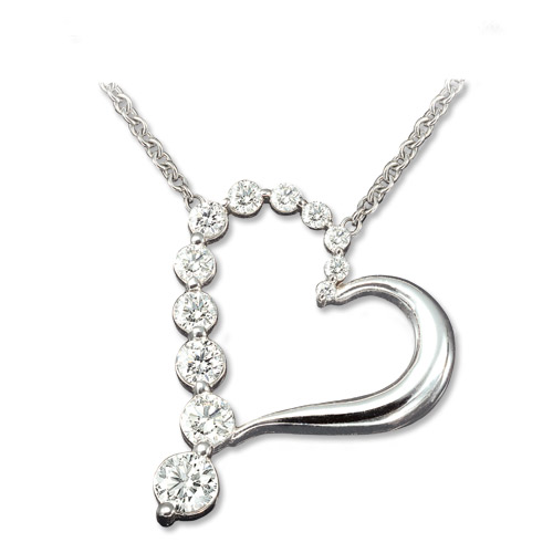 View 14k Gold 1.00ct tw Diamond Journey Heart Pendant. Chain Included