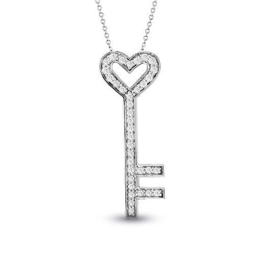 View 14k Gold 0.60ct tw Diamond Key Pendant With 16 inch Chain