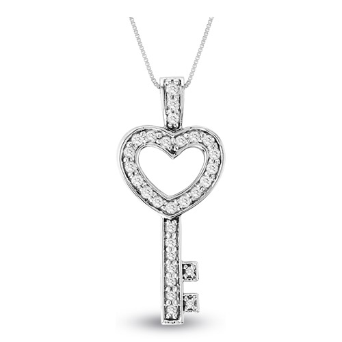 View 14k Gold 0.40ct tw Diamond Key Pendant With 16 inch Chain