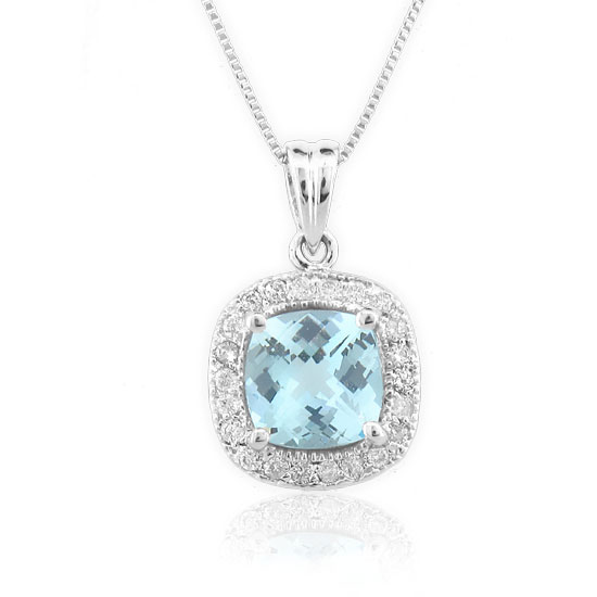 View 3.52ct tw Diamonds and Blue Topaz Pendant in 14k Gold