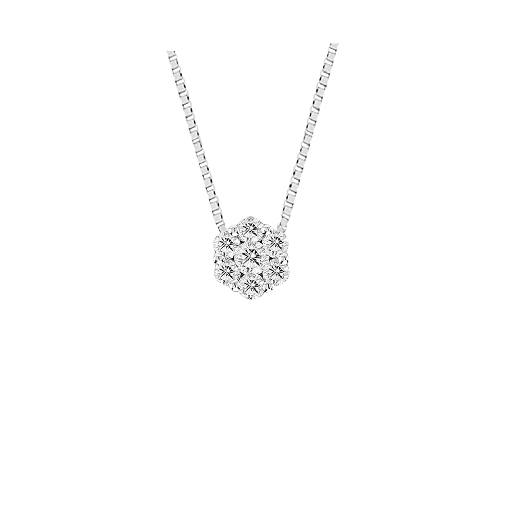 View 0.15cttw Diamond Cluster Pendant in 14k Gold