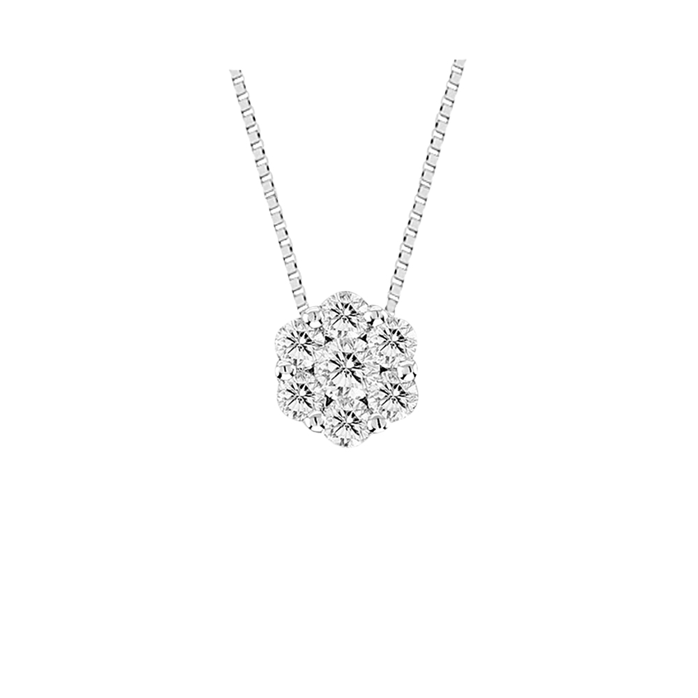 View 0.50cttw Diamond Cluster Pendant in 14k Gold