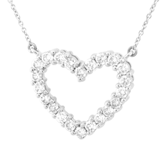 View 1.25ct tw Diamond Heart Shape Pendant Shared Prong Setting 14k Gold With 16 Inch Chain