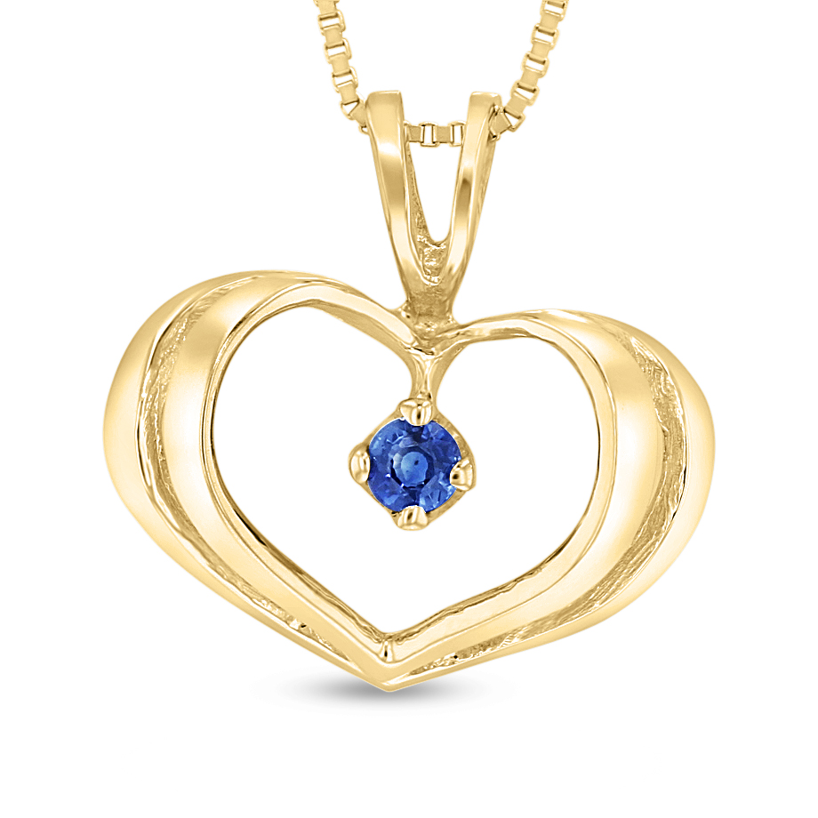 View 0.06ct Sapphire Heart Pendant in 14k Yellow Gold